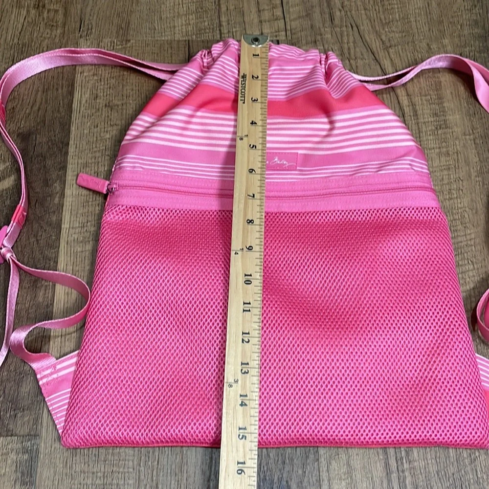 Vera Bradley drawstring backpack in pink stripes NWOT
